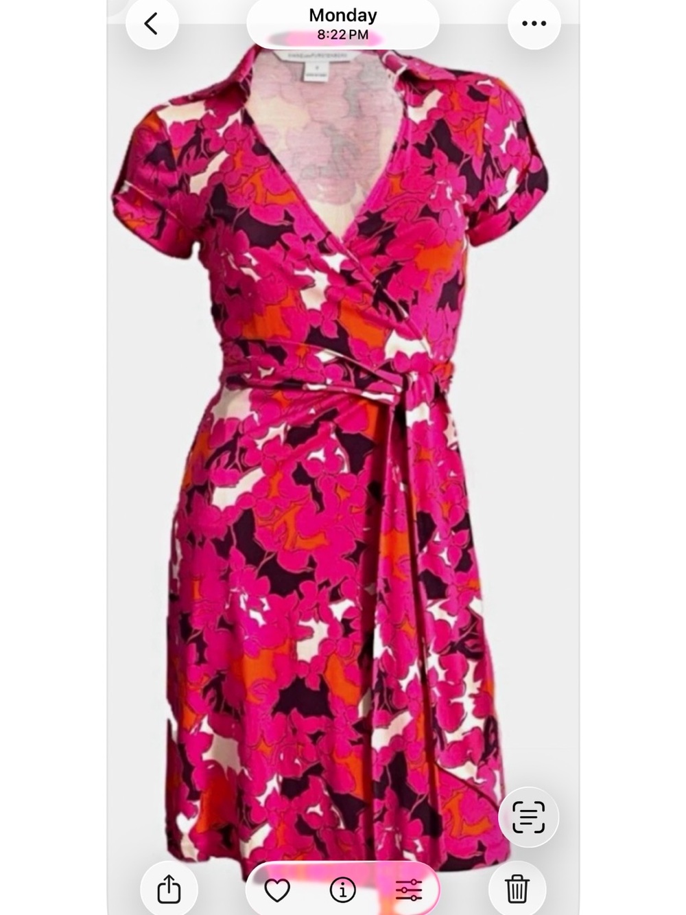 Diane von Furstenberg Jilda Two Wrap Dress Floral Wrap Mini Dress Pink & Purple